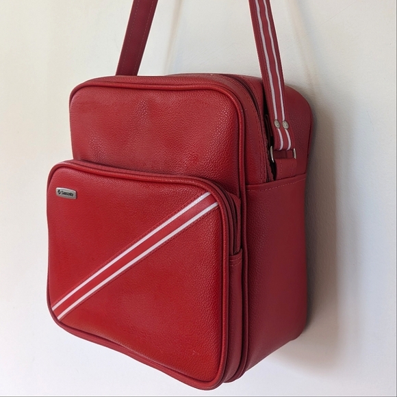 Samsonite 70's Vintage Red Structured Carry On Travel Bag 🍒 - Picture 3 of 12